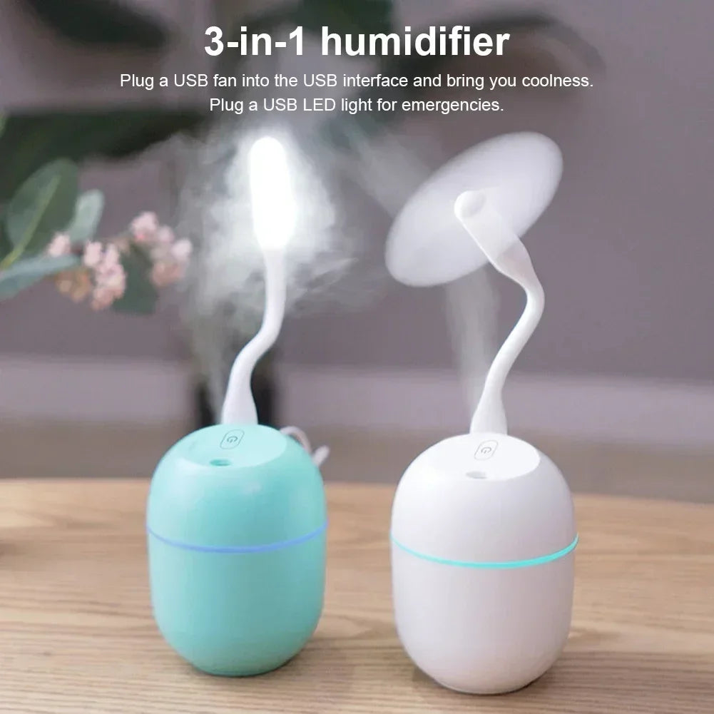 Mini humidificateur portable USB avec lumière ambiante LED, humidificateur pour voiture et maison, diffuseur d'huiles essentielles avec sortie USB 5V