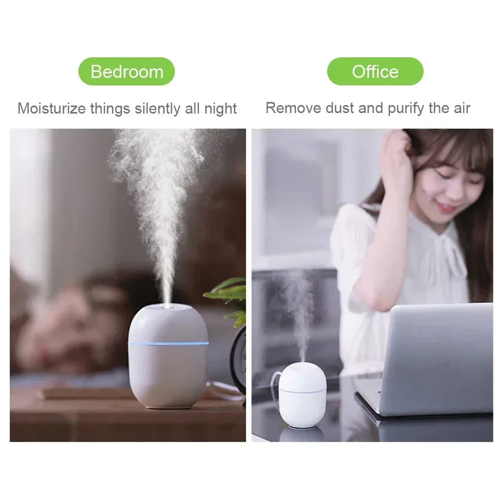 Mini humidificateur portable USB avec lumière ambiante LED, humidificateur pour voiture et maison, diffuseur d'huiles essentielles avec sortie USB 5V