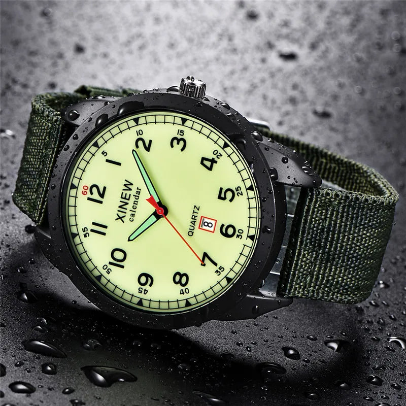 Relógio Masculino XINEW de Quartzo com Pulseira de Nylon – Estilo Militar