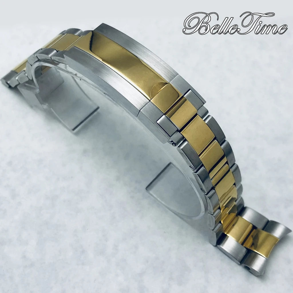 Pulseira de Aço Inoxidável 20mm com Fecho Glide Lock – Estilo Oyster e Jubilee