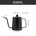 Bouilloire à café à bec col de cygne en acier inoxydable 350/600ML pour le café filtre, avec bec fin