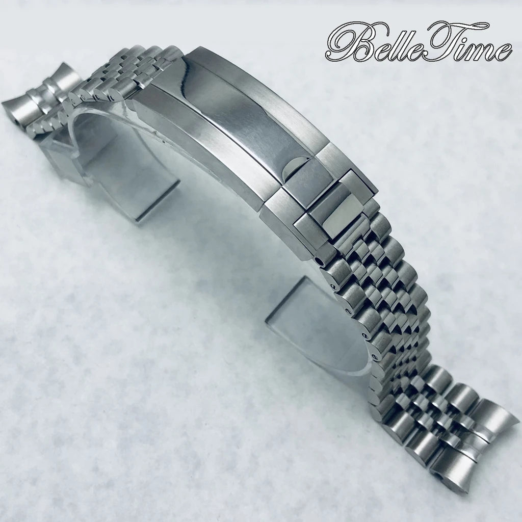 Pulseira de Aço Inoxidável 20mm com Fecho Glide Lock – Estilo Oyster e Jubilee