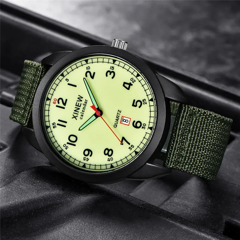Relógio Masculino XINEW de Quartzo com Pulseira de Nylon – Estilo Militar