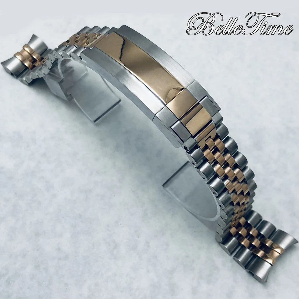 Pulseira de Aço Inoxidável 20mm com Fecho Glide Lock – Estilo Oyster e Jubilee