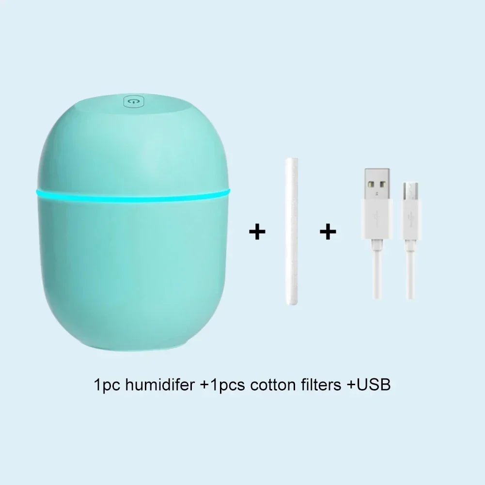 Umidificador Mini Portátil USB com Luz LED – Carro, Casa e Escritório