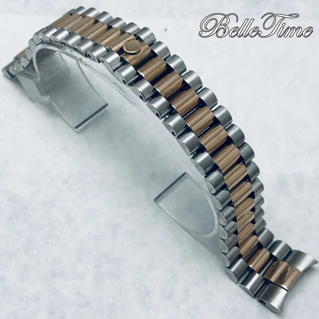 Pulseira de Aço Inoxidável 20mm com Fecho Glide Lock – Estilo Oyster e Jubilee