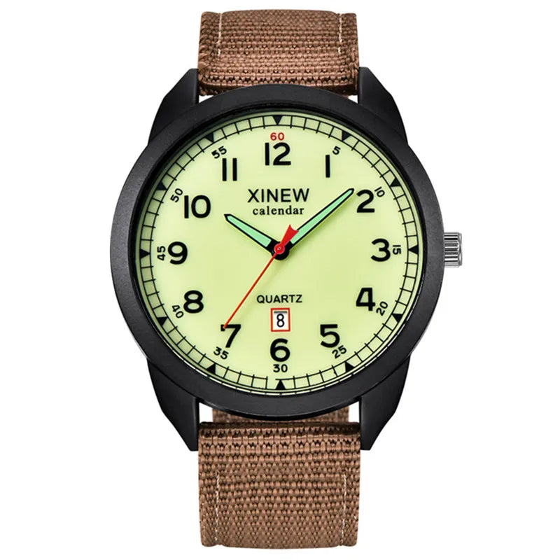 Relógio Masculino XINEW de Quartzo com Pulseira de Nylon – Estilo Militar