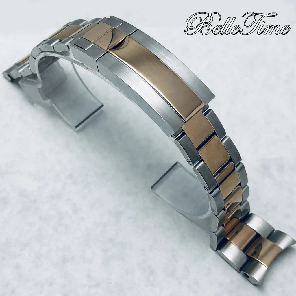 Pulseira de Aço Inoxidável 20mm com Fecho Glide Lock – Estilo Oyster e Jubilee