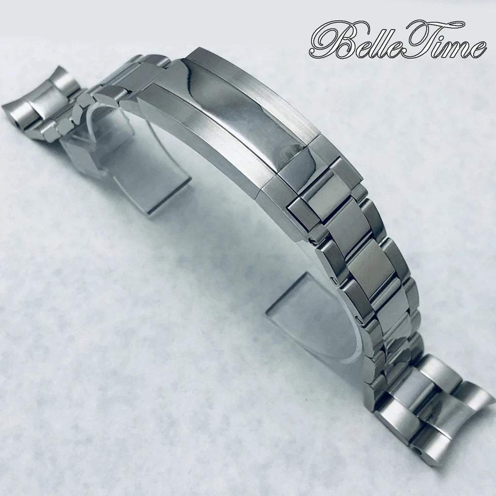 Pulseira de Aço Inoxidável 20mm com Fecho Glide Lock – Estilo Oyster e Jubilee