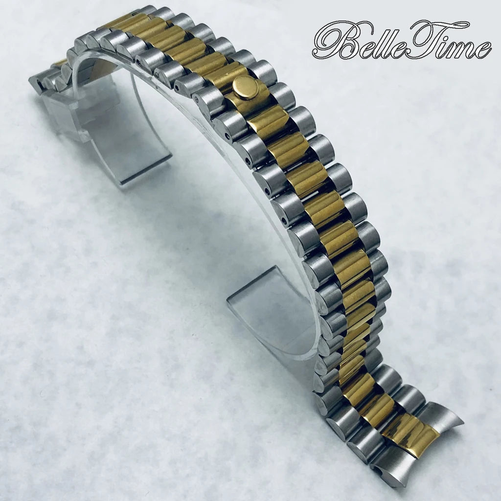 Pulseira de Aço Inoxidável 20mm com Fecho Glide Lock – Estilo Oyster e Jubilee