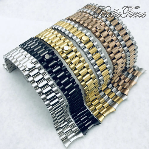 Pulseira de Aço Inoxidável 20mm com Fecho Glide Lock – Estilo Oyster e Jubilee