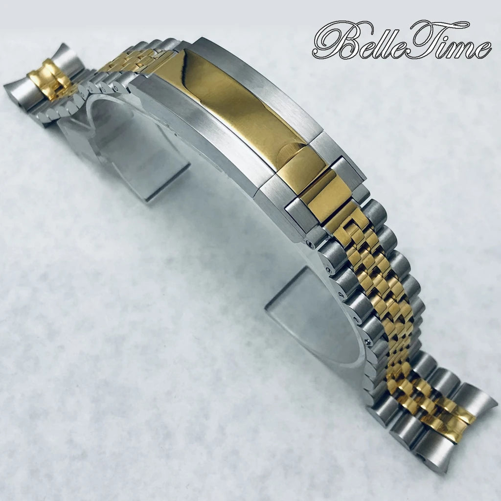 Pulseira de Aço Inoxidável 20mm com Fecho Glide Lock – Estilo Oyster e Jubilee