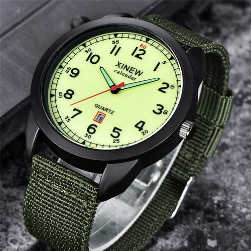 Relógio Masculino XINEW de Quartzo com Pulseira de Nylon – Estilo Militar