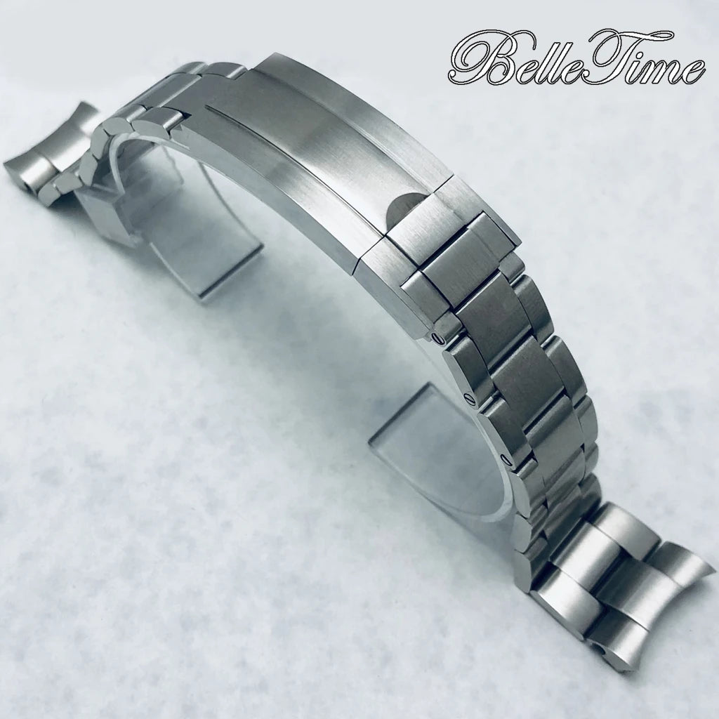 Pulseira de Aço Inoxidável 20mm com Fecho Glide Lock – Estilo Oyster e Jubilee