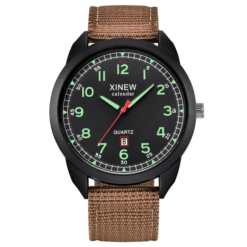 Relógio Masculino XINEW de Quartzo com Pulseira de Nylon – Estilo Militar