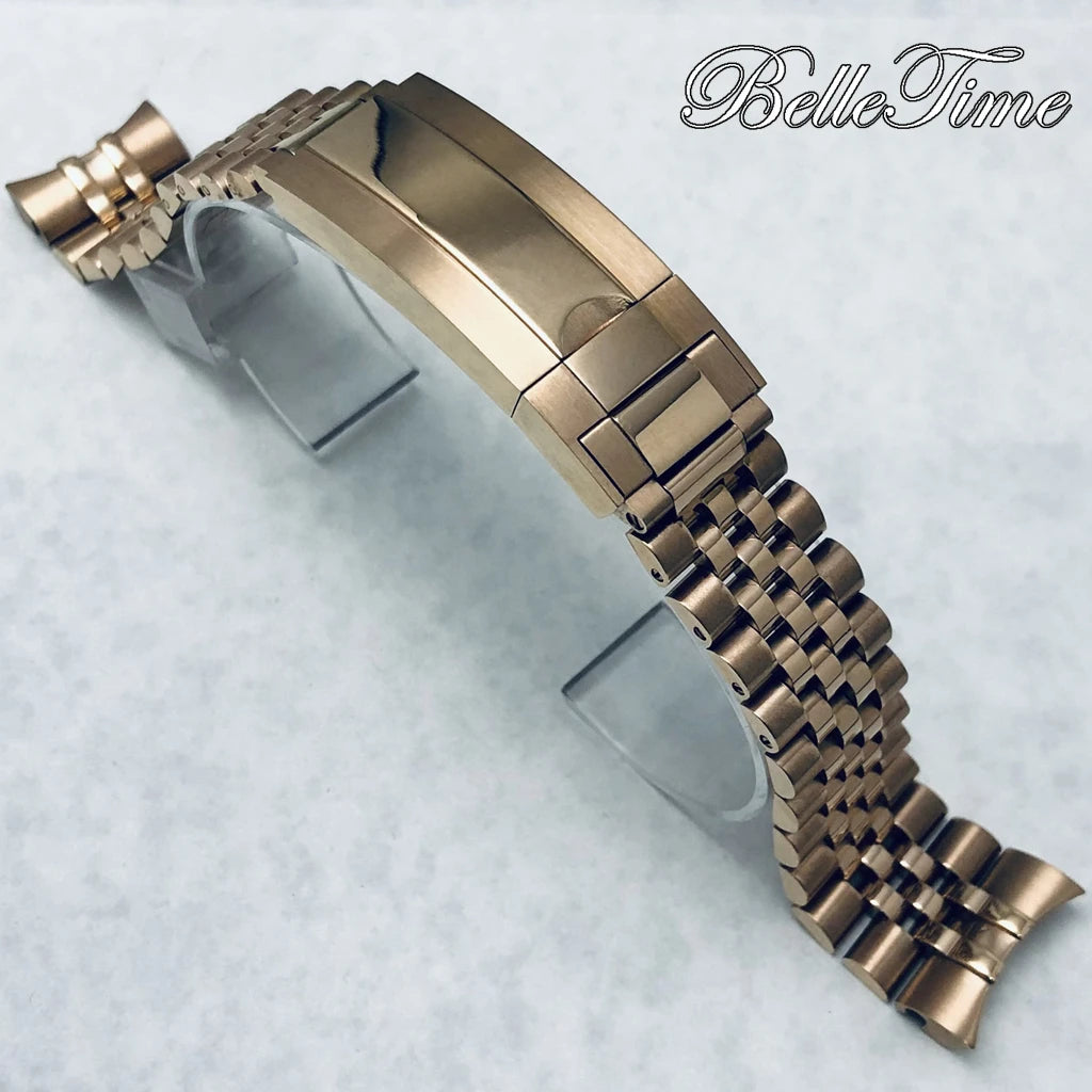 Pulseira de Aço Inoxidável 20mm com Fecho Glide Lock – Estilo Oyster e Jubilee