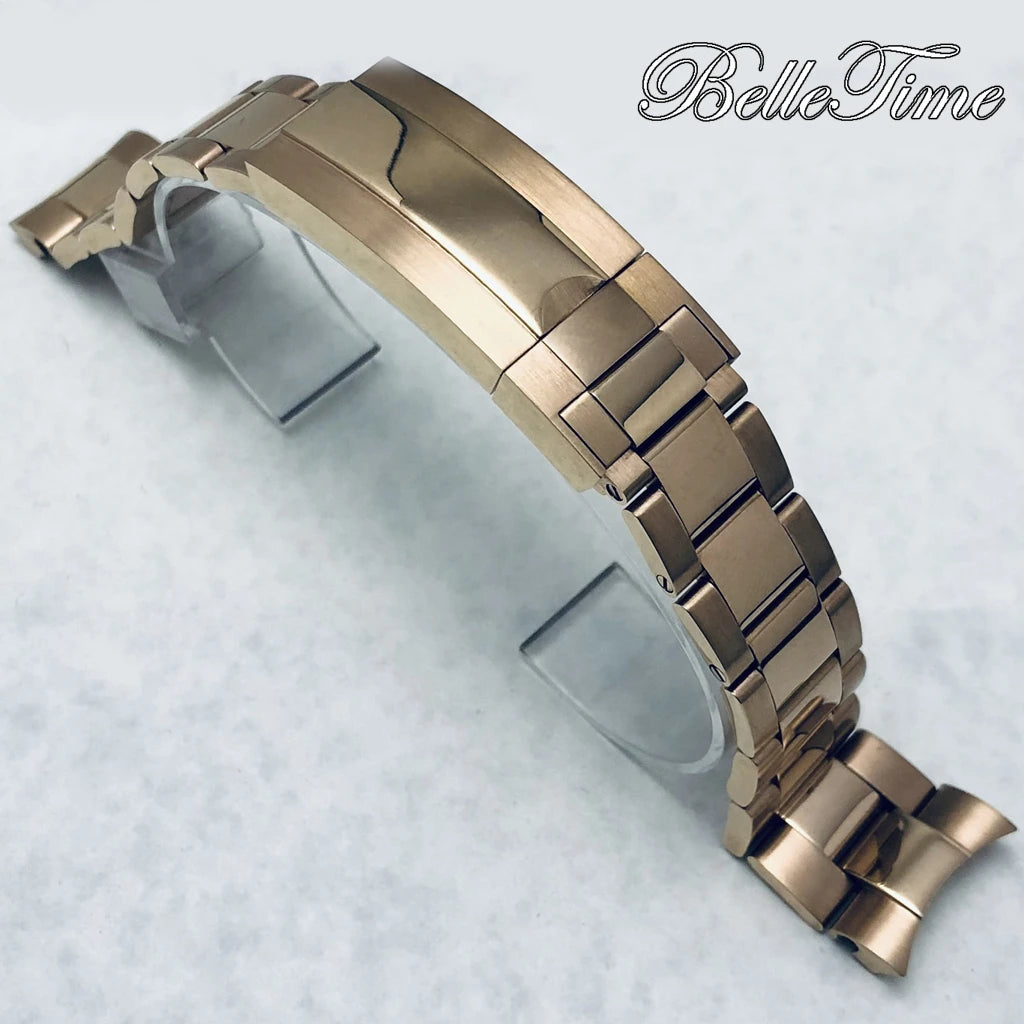 Pulseira de Aço Inoxidável 20mm com Fecho Glide Lock – Estilo Oyster e Jubilee